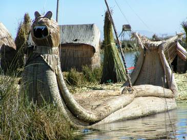 This photo of one of the floating Uros Islands in Peru's Lake Titicaca was taken by a Hungarian photographer.  The Uros use the reedy Totora plant to not only make the islands themselves, but everything on them, including homes and boats.